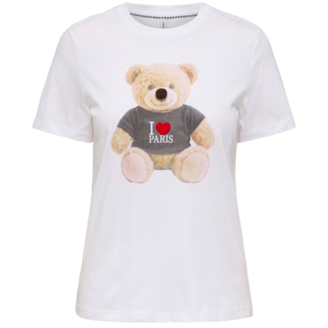 ONLY Bela Ženska Majica ONLTEDDY PRINT